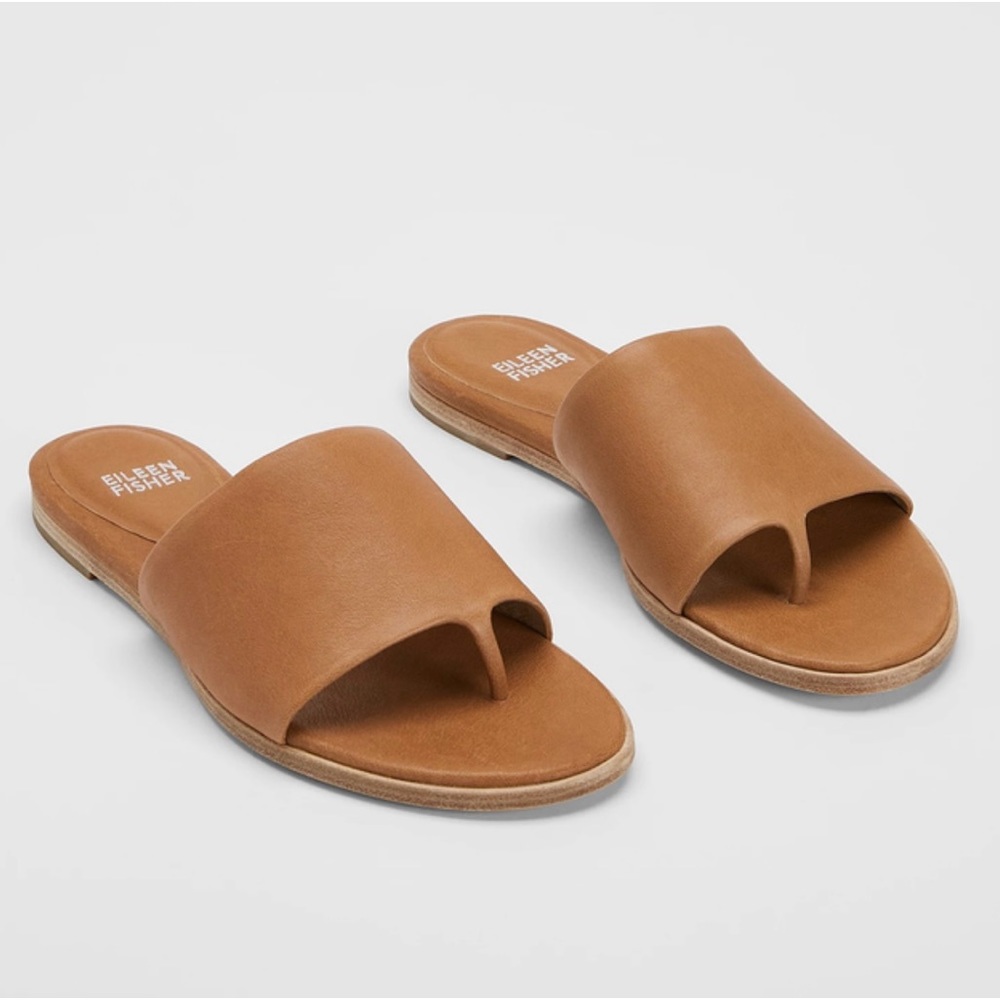 Eileen Fisher Tan Minimalist Slide Sandals